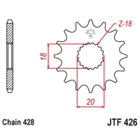 ПЕРЕДНЯ ЗІРОЧКА JT 15T КРОК 428 — SUZUKI GN 125 92-00
