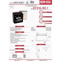 BS АКУМУЛЯТОР BTX16-BS1 (YTX16-BS-1) 12V 14AH 152X88X161 BEZOBSLUGOWY - ELEKTROLIT OSOBNO (230A) (4) UE2019/1148