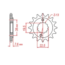 ПЕРЕДНЯ ЗІРКА MTX PARTS CHT 2116 13 SUZUKI LTR 450 '06-'12, LTZ 400 '03-'13, RMX 450 '10-'13, KAWASAKI KFX 400, HYOSUNG TE 450 (JTF1401.13) (LANC. 520)
