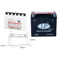 LANDPORT АКУМУЛЯТОР YTX20-BS 12V 18AH 175X86X154 BEZOBSLUGOWY - ELEKTROLIT OSOBNO (2) UE2019/1148 - ЗАМІНЮЄ YTX20HBS L (YTX20H-BS)