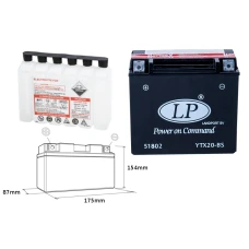LANDPORT АКУМУЛЯТОР YTX20-BS 12V 18AH 175X86X154 BEZOBSLUGOWY - ELEKTROLIT OSOBNO (2) UE2019/1148 - ЗАМІНЮЄ YTX20HBS L (YTX20H-BS)