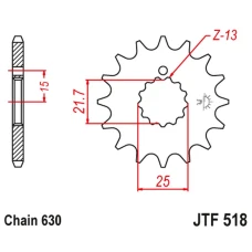 ПЕРЕДНЯ ЗІРКА JR CHT 518 14 KAWASAKI Z 650 /750 '79-'83 (51814JT) (LANC. 630)