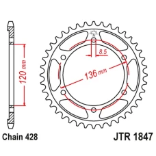 JT ЗІРОЧКА ЗАД 4324 48 YAMAHA TDR 125 '93-'99 (432448JT) (LANC. 428)