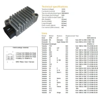 DZE РЕГУЛЯТОР НАПРУГИ YAMAHA TDM 850 '91-92, TT 600 '93-04, XJ 600 '92-97, XT 600 '90-02, XT 600Z '86-89, XTZ 750 '89-92, XV 250 '89-92, (35A) (3TJ-81960-01-00) (3TJ-81960-02-00) (ESR080)