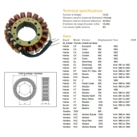 DZE UZWOJENIE ГЕНЕРАТОР STATOR HONDA CX 500/650 CUSTOM/TURBO '82-83, NTV 650 '88-91, VT 700 '84-87, VT 750 '83-07, VT 1100 '85-07, XVZ 1200/1300 VENTURE '83-88, XVZ 1300 ROYAL STAR '96-11