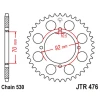 ЗАДНЯ ЗІРКА JR 476 45 KAWASAKI GPZ 250 '83-85', Z 250\/400\/440\/500\/550 '78-85' (47645JT) (LANC.530) - зображення 1