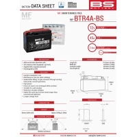 BS АКУМУЛЯТОР BTR4A-BS (YTR4A-BS) 12V 2,3AH 113X38X85 BEZOBSLUGOWY - ELEKTROLIT OSOBNO (45A) (12) UE2019/1148