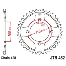 JT ЗІРОЧКА ЗАД JTR462 51 KAWASAKI KX 80 '86-99', KX 85 '01-20', KX 100 '86-21' (46251JT) (LANC.428) КОНВЕРСІЯ
