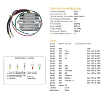 DZE РЕГУЛЯТОР НАПРУГИ DUCATI 748/750/851/888/900/906/916`87-01 (JEDNOFAZOWY, 35A) (ESR510;ESR515)