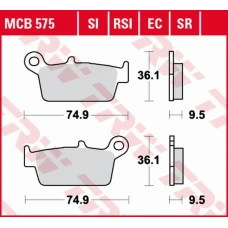 TRW LUCAS ZF КОЛОДКИ ДИСКОВІ ТОРМОЗНІ KH131 ORGANIC ECO HONDA CR 125R/250R/500R '87-'01, XR 400R '96-'03, XR 600/650L/R '93-'07, KAWASAKI KX 125/250/500 '95-'08, SUZUKI RM 125/250 '96-'12, DRZ 400E/S/SM '00-'08, YAMAHA YZ 125/250 '97-'02, WR/YZ 400F ЗАД