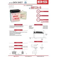 BS АКУМУЛЯТОР BB12A-B (YB12A-B) 12V 12AH 134X80X160 OBSLUGOWY - ELEKTROLIT OSOBNO (155A) (4) UE2019/1148