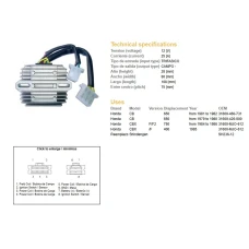 DZE РЕГУЛЯТОР НАПРУГИ HONDA CB650 Z/C 79-82, CBX750F 84-86 (31600-460-731) (ESR190)