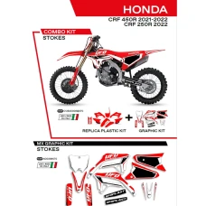 UFO КОМПЛЕКТ ПЛАСТІКОВ ПЛЮС КОМПЛЕКТ НАЛІПОК (OKLEIN) HONDA CRF 250R '22; CRF 450 '21-'22 W КОМПЛЕКТІ ПЕРІД TABLICA (HO05607) І КРИШКИ АМОТРТИЗАТОРІВ (HO04695) STOKES КОЛІР ЧЕРВОНИЙ