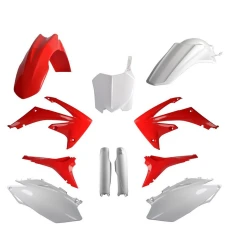POLISPORT КОМПЛЕКТ ПЛАСТІКОВ (ПОВНИЙ KIT) HONDA CRF 250R '10; CRF 450R '09-'10 W КОМПЛЕКТІ TABLICA ПЕРІД (8656700001) I КРИШКИ AMORTYZAROROW (8351700001) КОЛІР CZERWONO БІЛИЙ OEM