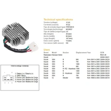 DZE РЕГУЛЯТОР НАПРУГИ SUZUKI GSXR 600 '97-'05, GSXR 750 '96-'05, VL 1500 98-04, GSXR1000/1300 (ESR550) (32800-33E20)