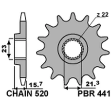 PBR ЗІРОЧКА ПЕРІД 441 15 YAMAHA XT 600 '89-'98, XTZ 660 '91-'98 (JTF577.15) (LANC. 520) (44115JT)