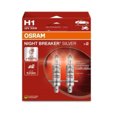 OSRAM ЛАМПОЧКА H1 12V, 55W P14.5S NIGHTBREAKERSILVER DUOBOX - 2 ШТУКИ