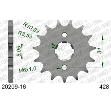 AFAM 2026/04 ШЕСТЕРНЯ ПЕРІД 2037 16 HONDA CBR 125, CBF 125 '09-'14 (JTF1264.16) (LANC. 428)