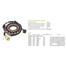DZE UZWOJENIE ГЕНЕРАТОР STATOR YAMAHA YFM 350 BRUIN '04-'06; YFM 350 WOLVERINE '07-'09; YFM 350 GRIZZLY '07-'12; YFM 660 GRYZZLI '02-'08; YXR 660 RHINO '04-'07 (OEM 5KM-81410-00-00; 5UH-81410-00-00)