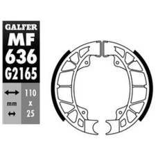 GALFER КОЛОДКИ БАРАБАННІ ДИСКОВІ ТОРМОЗНІ ЗАД HEXAGON 125/150 '94-'99, SKIPPER 125/150 '93-'97, PIAGGIO VESPA ET2/ET4 '00-, PRIMAVERA/SPRINT 125 '15-, ZIP 50 '92-, ZIP 100 '07-,