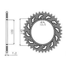 SUNSTAR ЗІРОЧКА ЗАД 5301 39 KAWASAKI ZR 750 ZEPHYR 91-99,W 650 99-06 (JTR498.39) (LANC. 525) (530139JT)