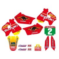 TECNOSEL (BLACKBIRD) КОМПЛЕКТ НАЛІПОК (OKLEIN) + ПОКРИВКА/ПОКРИВКА NA СИДІННЯ SUZUKI RM 125/250 '96-'98, REPLICA TEAM SUZUKI '98