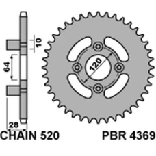 ЗАДНЯ ЗІРКА PBR 4369 41 C45 HONDA AX1 250 (00-05) (LANC. 520)