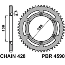ЗАДНЯ ЗІРКА PBR 4590 59 C45 HUSQVARNA TE 125 (4T) 10-'13 (LANC. 428)