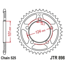 JT ЗІРОЧКА ЗАД 4508 38 KTM 990 SUPERDUKE/R '05-12 1190 RC8/R '10-15 (450838JT) (STD.38) (LANC. 525) КОЛІР ЧОРНИЙ