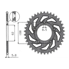 SUNSTAR ЗІРОЧКА ЗАД 714 39 APRILIA RS 125 '93-'05 (JTR701.39) (LANC. 520) (71439JT)