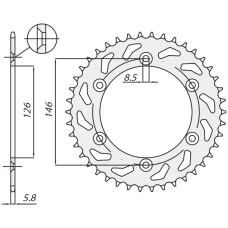 SUNSTAR ЗІРОЧКА ЗАД 808 49 SUZUKI RM/RMZ (JTR808.49) (LANC. 520) (80849JT)