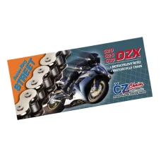 CZ 2023/10 CHAIN 525 DZX (124 LINKS) ACTIVE RING (X-RING) ХРОМ DO 1000 CCM (40,0 KN) + DRILLED RIVET