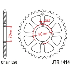 ЗАДНЯ ЗІРКА JR 5302 41 KAWASAKI KSF 250 MOJAVE '87-04', KEF 300 LAKOTA '95-03' (530241JT) (LANC.520)