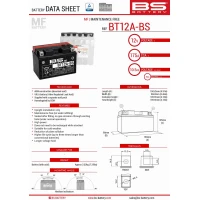 BS АКУМУЛЯТОР BT12A-BS (YT12A-BS) 152X88X106 12V 10AH BEZOBSLUGOWY - ELEKTROLIT OSOBNO (175A) (4) UE2019/1148