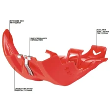 POLISPORT ЗАХИСТ ДВИГУНА FORTRESS SKID PLATE Z ЗАХИСТ PRO-LINK KTM SX-F 250/350 '16-22'; SXF 450 '19-22';  HUSQVARNA FC 250/350 '16-22' FE 250/350 '17-23', FE 450 '20-'23; FC 450 '10-'22; GAS GAS MC-F/EF-C 250/300 '21-23' КОЛІР ЧЕРВОНИЙ