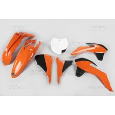 UFO КОМПЛЕКТ ПЛАСТІКОВ KTM SX/SXF '13-'15, SX 250 '16, КОЛІР OEM '13-'14 (POMARANCZOWY/CZARNY/BIALY) (KT515E999)