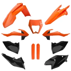 POLISPORT КОМПЛЕКТ ПЛАСТІКОВ (ПОВНИЙ KIT) KTM EXC/EXC-F TPI '17-'19 W КОМПЛЕКТІ ЗАХИСТ ФАРИ (8666800006) I КРИШКИ АМОТРТИЗАТОРІВ (8398600001) КОЛІР КОЛІР ПОМАРАНЧ ЧОРНИЙ