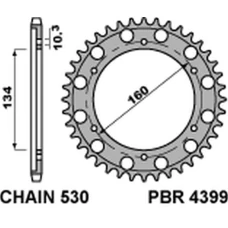 PBR ЗІРОЧКА ЗАД 4399 43 C45 CBR 900 RR`00-03, CBR 1000RR`06-15 (JTR1306.43) (LANC. 530) (+1)