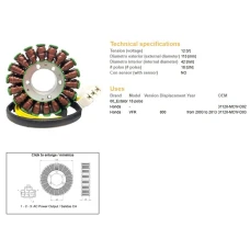 DZE UZWOJENIE ГЕНЕРАТОР STATOR HONDA VFR 800 '03-13 (OEM 31120-MCW-D03)