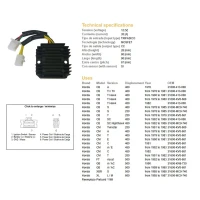 DZE РЕГУЛЯТОР НАПРУГИ HONDA CB 250/400/450 , CX 500, GL500, XL600/LM, XBR 500 (31600-413-008, 31600-MC9-740) (35A) (ESR180)