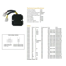 DZE РЕГУЛЯТОР НАПРУГИ HONDA CB 250/400/450 , CX 500, GL500, XL600/LM, XBR 500 (31600-413-008, 31600-MC9-740) (35A) (ESR180)