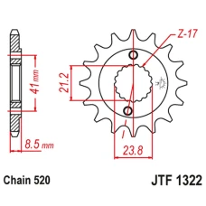 JT ЗІРОЧКА ПЕРІД 2071 13 HONDA XR 400 '96-'05, TRX 400 (207113JT) (LANC. 520)