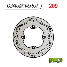 NG ДИСК ТОРМОЗНИЙ ЗАД HONDA XL 600/650/700V TRANSALP 91-'99, CB 500 93-03, CB750 92-95 (240X105X5) (4X10,5MM)