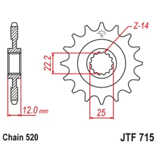 ПЕРЕДНЯ ЗІРКА JR CHT 2102 13 GAS GAS EC 125/200/250/300/400/450/515 '00-18' (210213JT) (LANC.520)