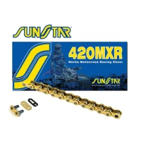 SUNSTAR ЛАНЦЮГ 420MXR-130G (420NZ3) MOTOCROSS DO 150 CCM (КОЛІР ЗОЛОТИЙ) (22,2KN) ВІДКРИТИЙ + ЗАСТІБКА