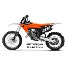UFO 2025/04 КОМПЛЕКТ ПЛАСТІКОВ (ПОВНИЙ KIT) Z OSLONAMI ТЕЛЕСКОПІЧНИЙ (АМОРТИЗАТОРІВ) KTM SX 125 / 250 / 300 TBI '23-'24, SX-F 250 / 350 / 450 '23-'24 КОЛІР ЧОРНИЙ  / КОЛІР ПОМАРАНЧ / БІЛИЙ