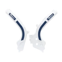 RACETECH КРИШКИ РАМИ (КОМПЛЕКТ) BI-MATERIAL СУПЕР GRIP HUSQVARNA TC 125 '16-21, TC 250 '17-21, TE/FE/TX/FX 125-501 '17-21, FC 250/350/450 '16-21, FS 450 '17-21 КОЛІР БІЛИЙ СИНІЙ
