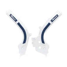 RACETECH КРИШКИ РАМИ (КОМПЛЕКТ) BI-MATERIAL СУПЕР GRIP HUSQVARNA TC 125 '16-21, TC 250 '17-21, TE/FE/TX/FX 125-501 '17-21, FC 250/350/450 '16-21, FS 450 '17-21 КОЛІР БІЛИЙ СИНІЙ