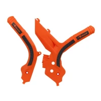 RACETECH КРИШКИ РАМИ (КОМПЛЕКТ) BI-MATERIAL СУПЕР GRIP KTM SX 125/150/250 '19-21, SXF 250/350/450 '19-21, SXF 450 '18-21, EXC/EXCF 150/250/350/450 '20-21 КОЛІР КОЛІР ПОМАРАНЧ ЧОРНИЙ