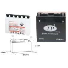LANDPORT АКУМУЛЯТОР YT14B-BS 12V 12AH 150X69X145 BEZOBSLUGOWY - ELEKTROLIT OSOBNO (4) UE2019/1148(190A)